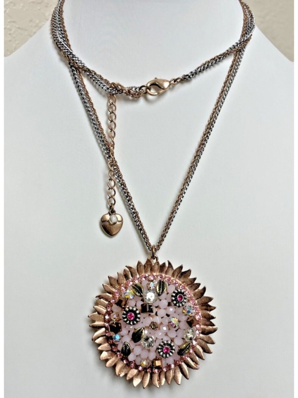 Betsey Johnson Vintage Sun Sunflower Flower Necklace 27”-30” Rare Retired